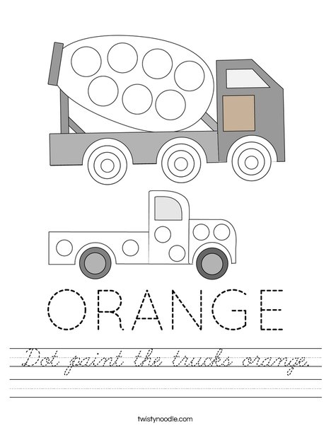 Dot paint the trucks orange. Worksheet