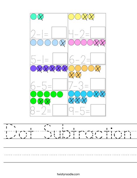 Dot Subtraction Worksheet