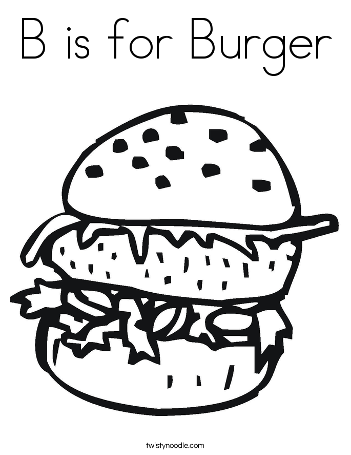 B is for Burger Coloring Page