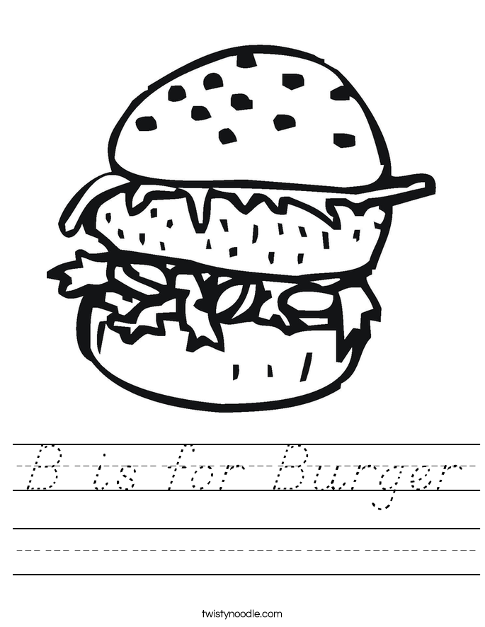 B is for Burger Worksheet