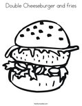 Double Cheeseburger and fries Coloring Page
