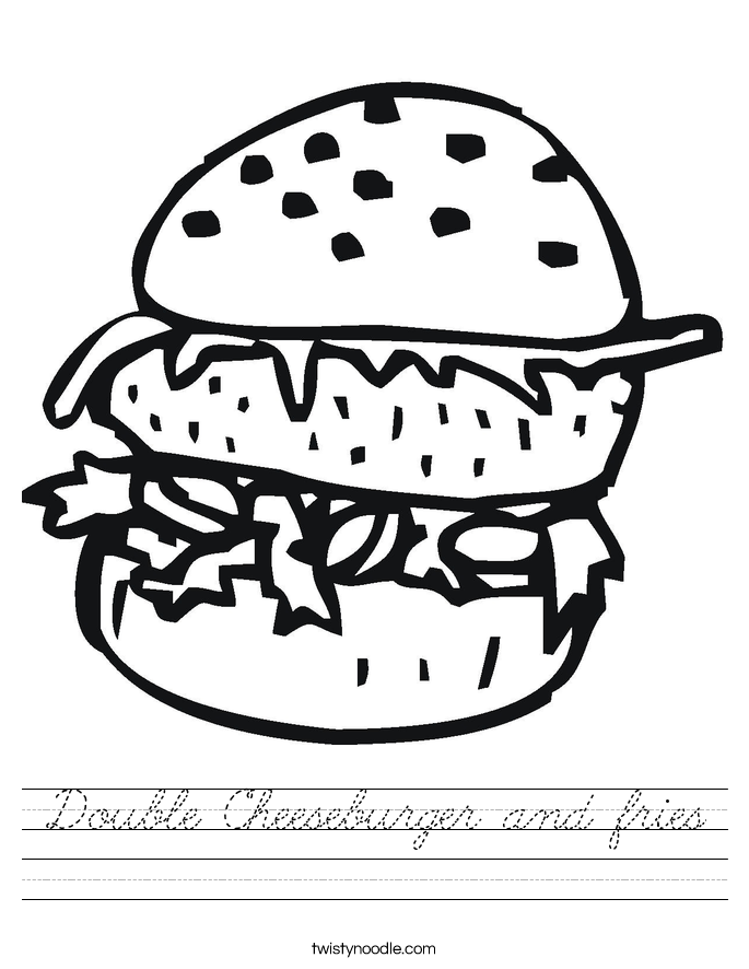 Double Cheeseburger and fries Worksheet