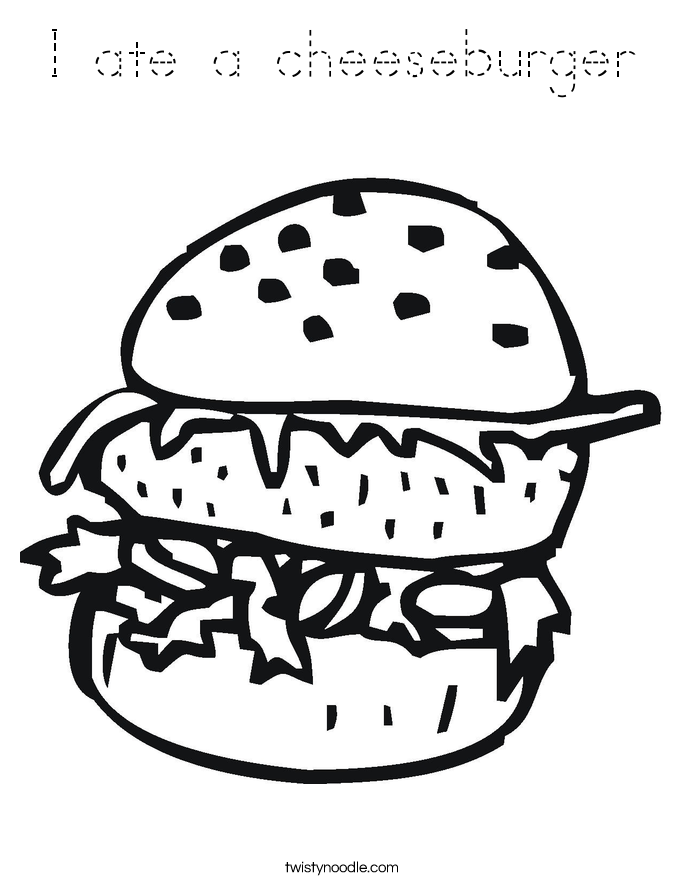 I ate a cheeseburger Coloring Page