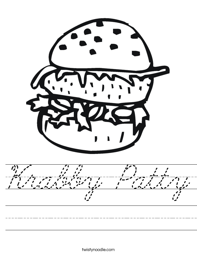 Krabby Patty Worksheet