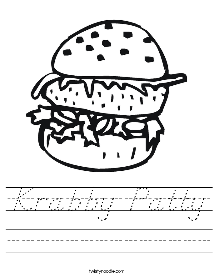 Krabby Patty Worksheet