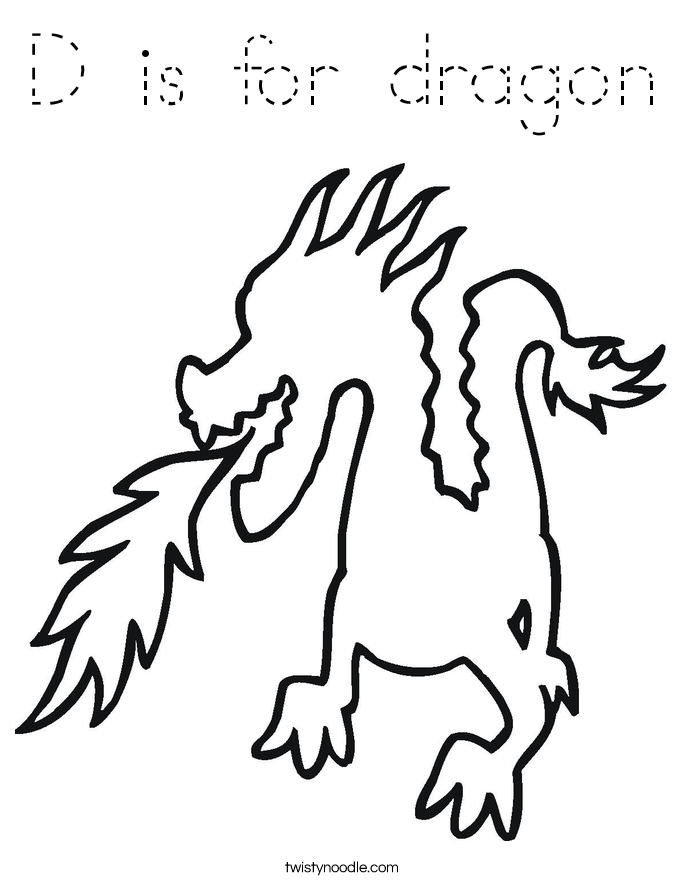 D is for dragon Coloring Page