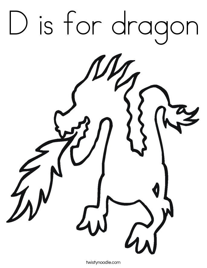 D is for dragon Coloring Page