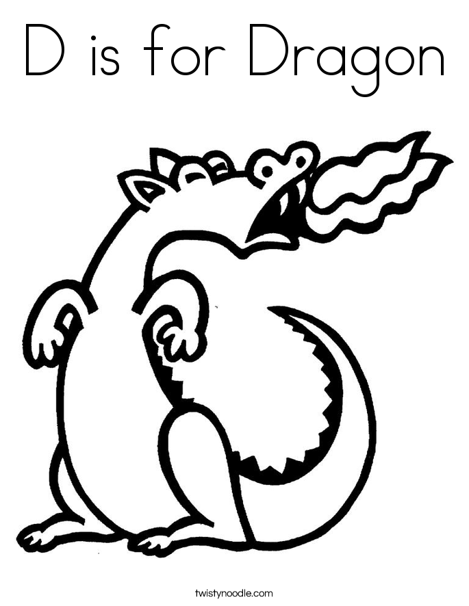 D is for Dragon Coloring Page