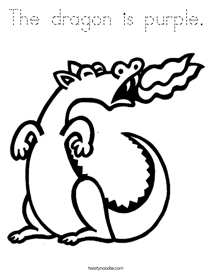 The dragon is purple. Coloring Page