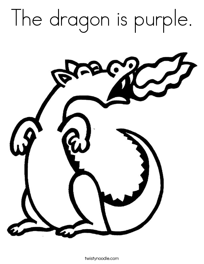 The dragon is purple. Coloring Page