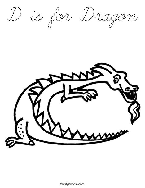 D is for Dragon Coloring Page