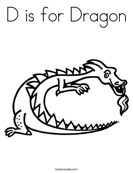 Download D is for Dragon Coloring Page - Twisty Noodle