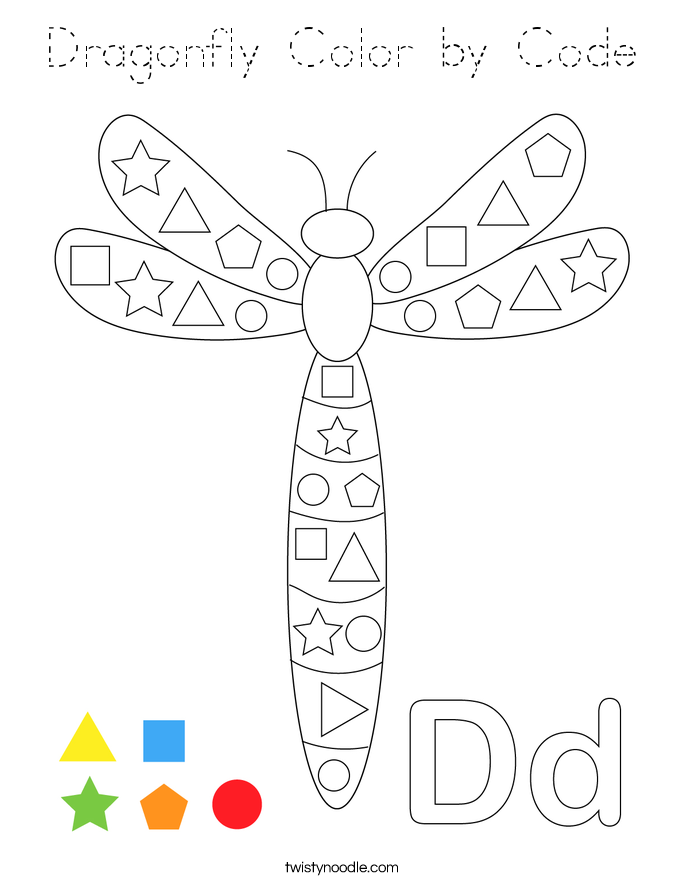 Dragonfly Color by Code Coloring Page