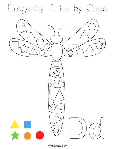 Dragonfly Color by Code Coloring Page