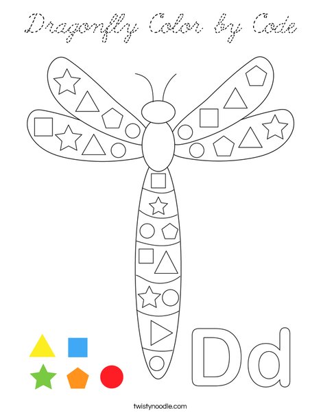 Dragonfly Color by Code Coloring Page