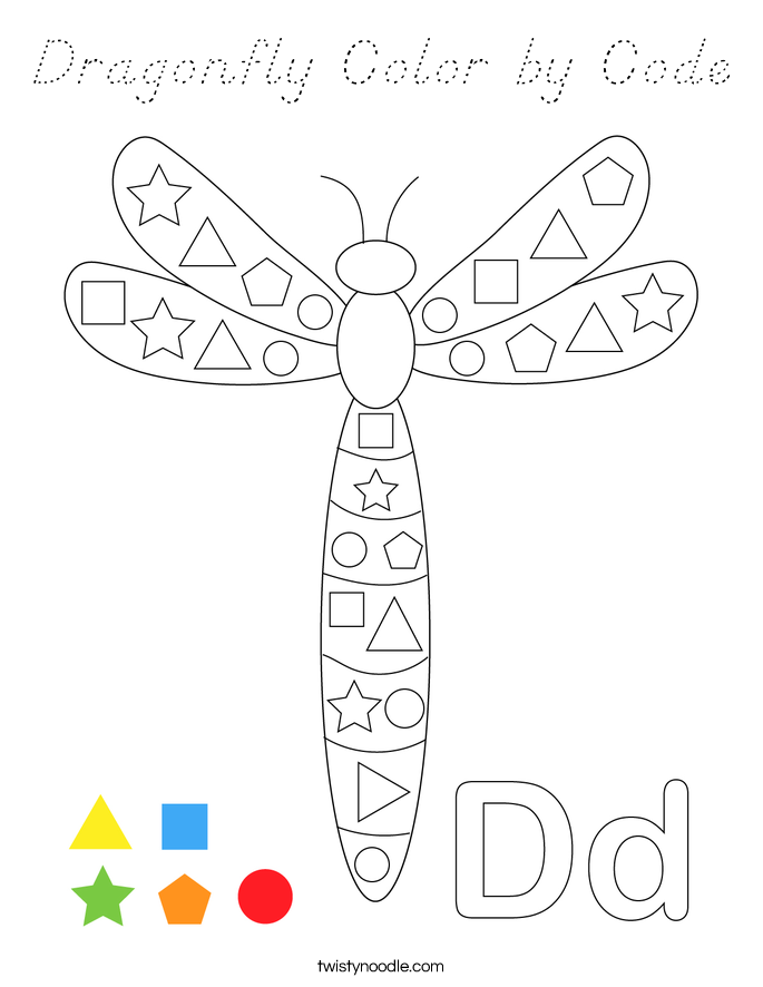 Dragonfly Color by Code Coloring Page