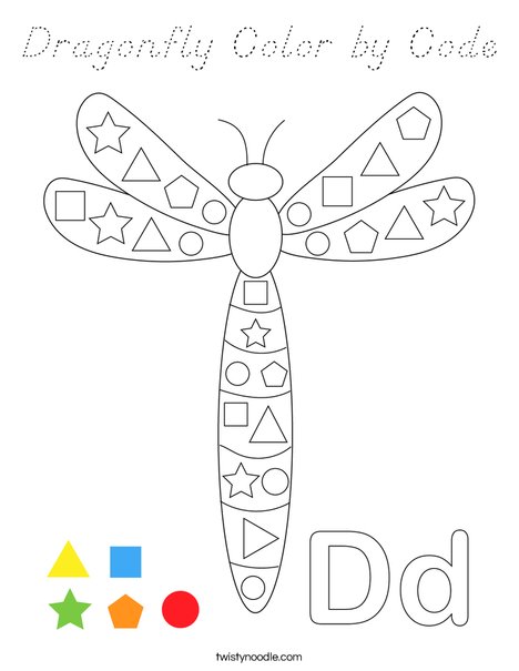 Dragonfly Color by Code Coloring Page