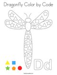 Dragonfly Color by Code Coloring Page