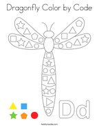 Dragonfly Color by Code Coloring Page