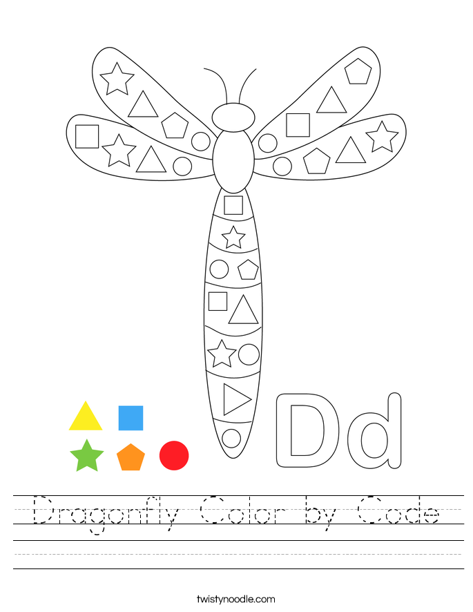 Dragonfly Color by Code Worksheet