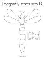 Dragonfly starts with D Coloring Page