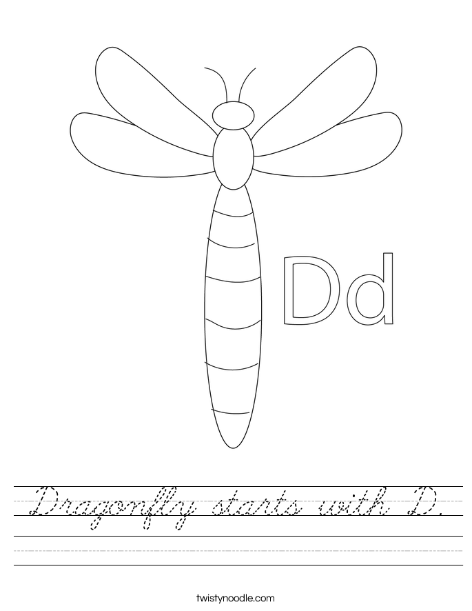 Dragonfly starts with D. Worksheet