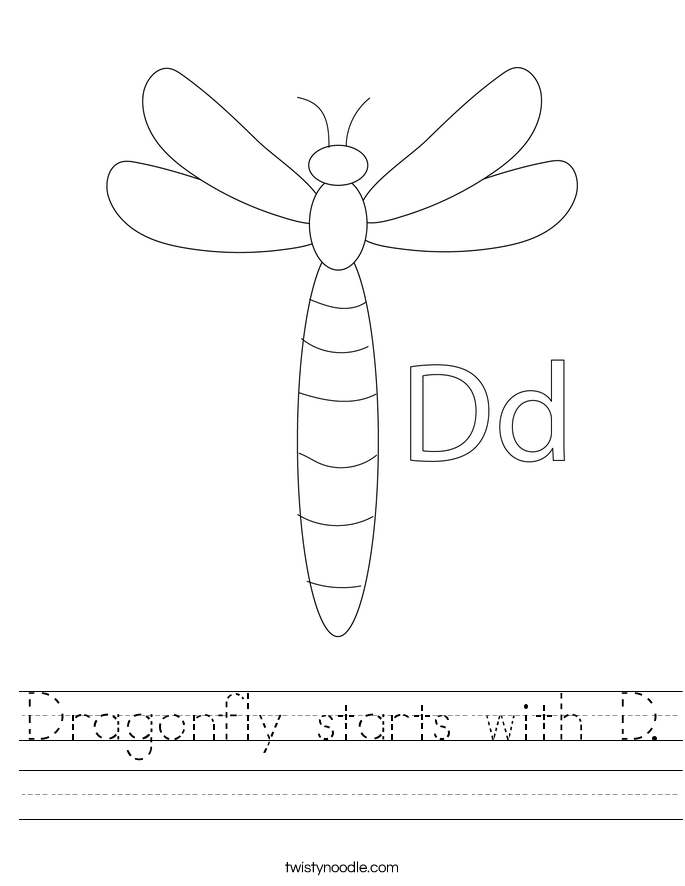 Dragonfly starts with D. Worksheet