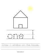 Draw 1 window on the house Handwriting Sheet