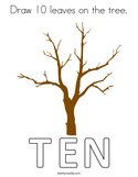 Draw 10 leaves on the tree Coloring Page