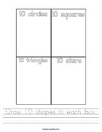Draw 10 shapes in each box Handwriting Sheet