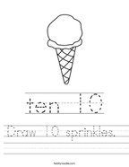 Draw 10 sprinkles  Handwriting Sheet