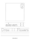 Draw 11 Flowers Worksheet