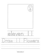 Draw 11 Flowers Handwriting Sheet