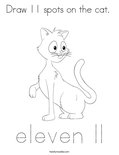 Draw 11 spots on the cat.  Coloring Page
