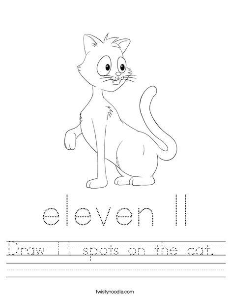 Draw 11 spots on the cat. Worksheet