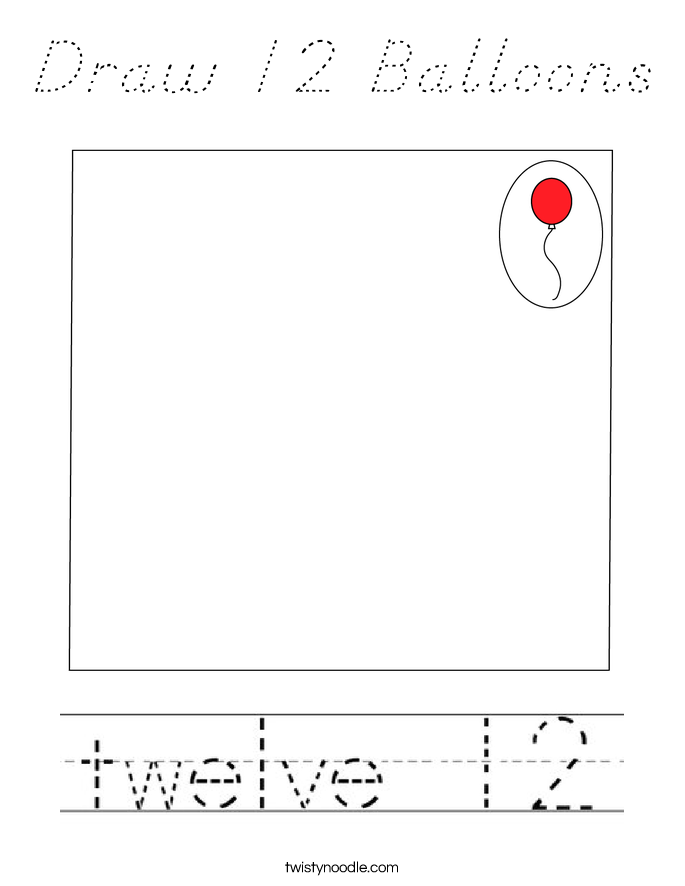 Draw 12 Balloons Coloring Page