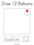 Draw 12 Balloons Coloring Page