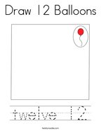 Draw 12 Balloons Coloring Page