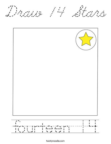 Draw 14 Stars Coloring Page