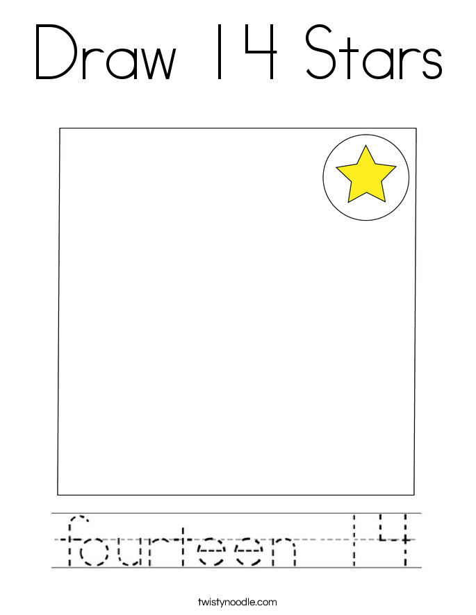 Draw 14 Stars Coloring Page