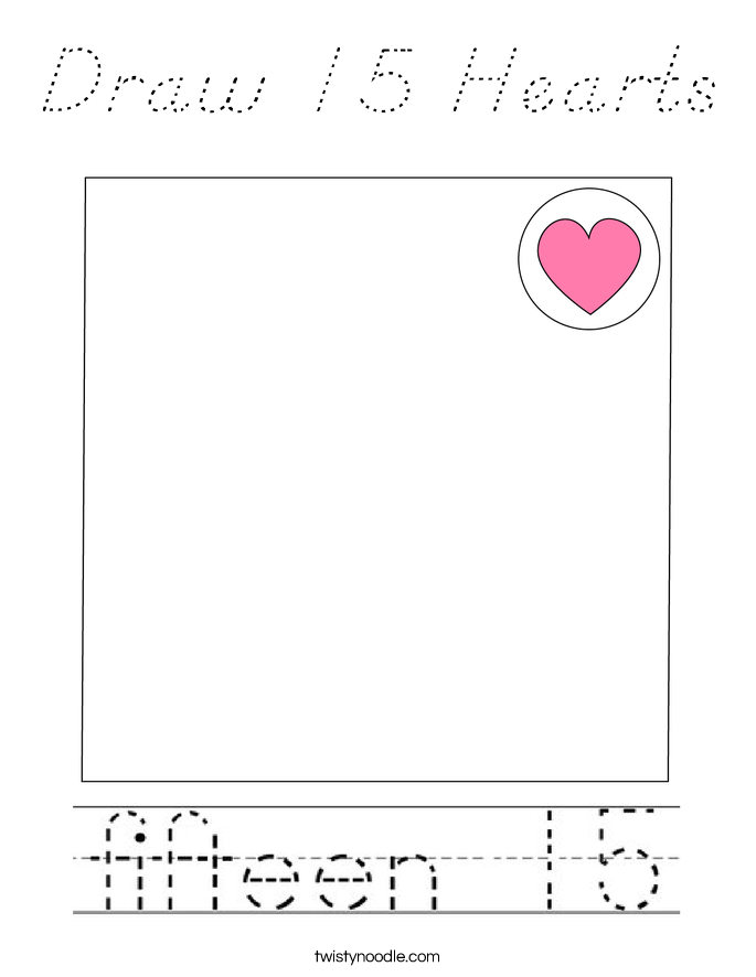 Draw 15 Hearts Coloring Page