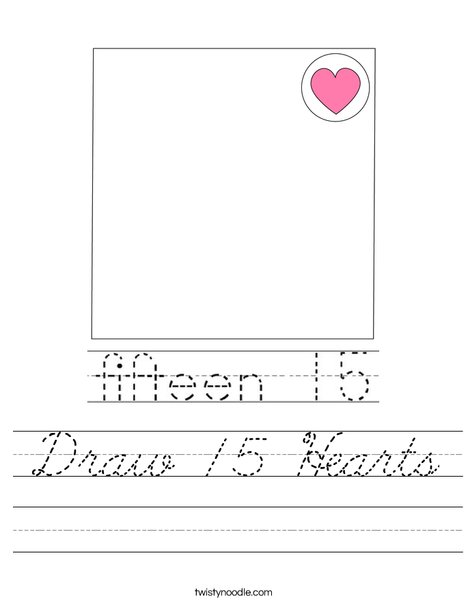 Draw 15 Hearts Worksheet