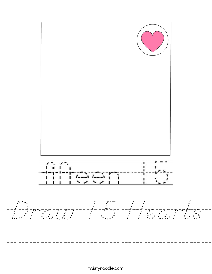 Draw 15 Hearts Worksheet
