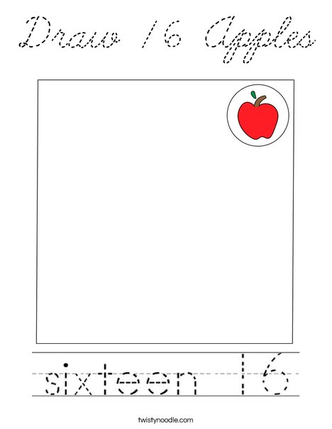 Draw 16 Apples Coloring Page