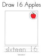 Draw 16 Apples Coloring Page