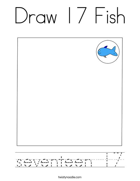 Draw 17 Fish Coloring Page