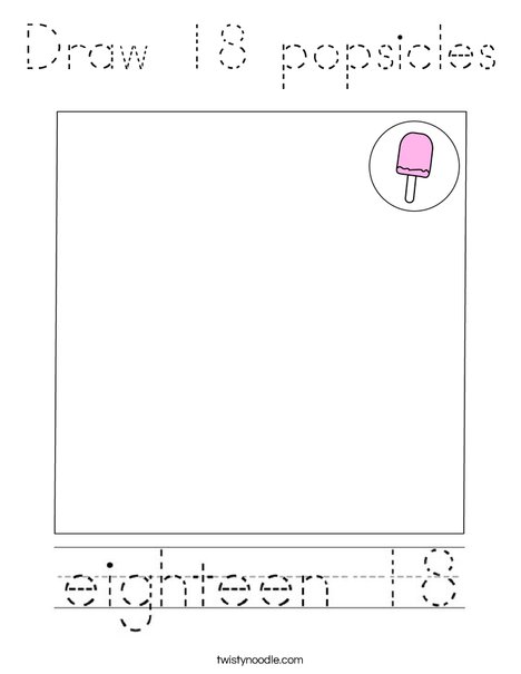 Draw 18 Popsicles Coloring Page