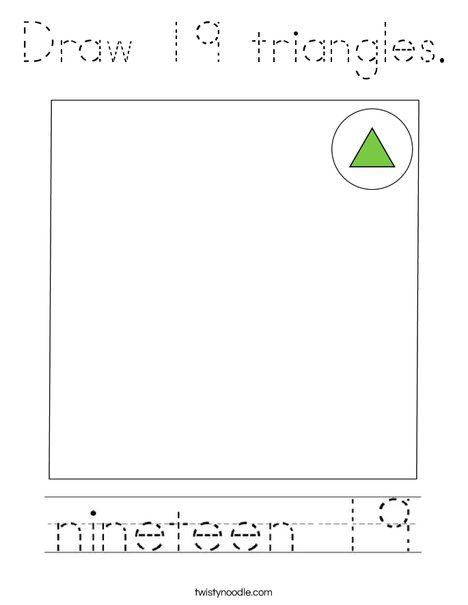 Draw 19 triangles. Coloring Page