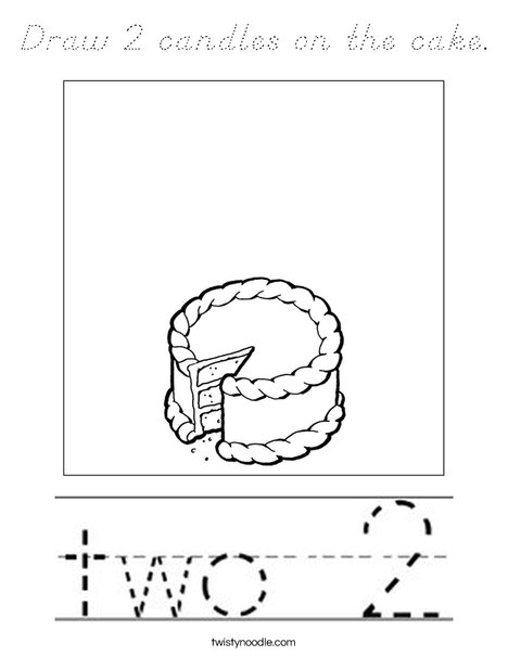 Draw 2 candles on the cake. Coloring Page