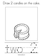 Draw 2 candles on the cake Coloring Page